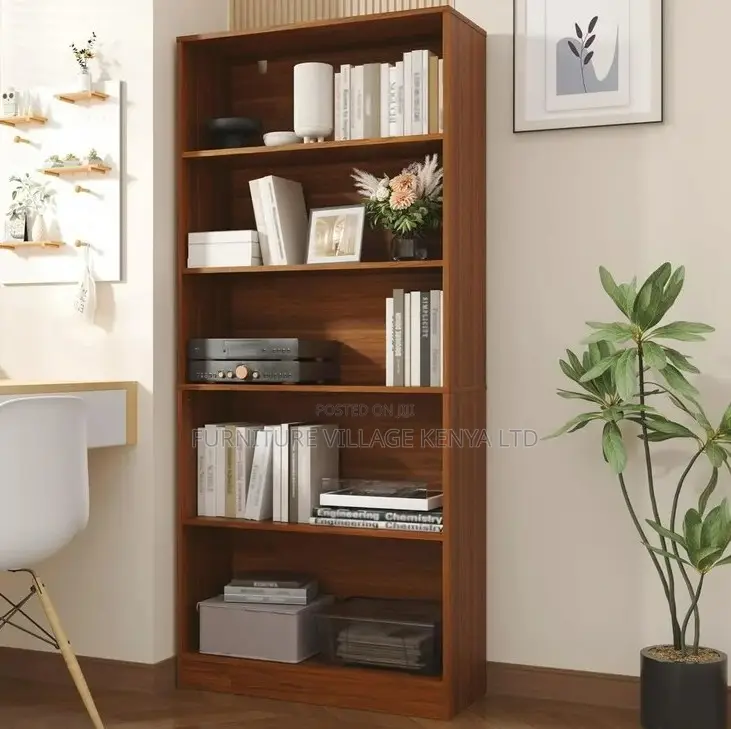 Bookshelf; 5 Shelves Open Sturdy Wooden Bookshelf
