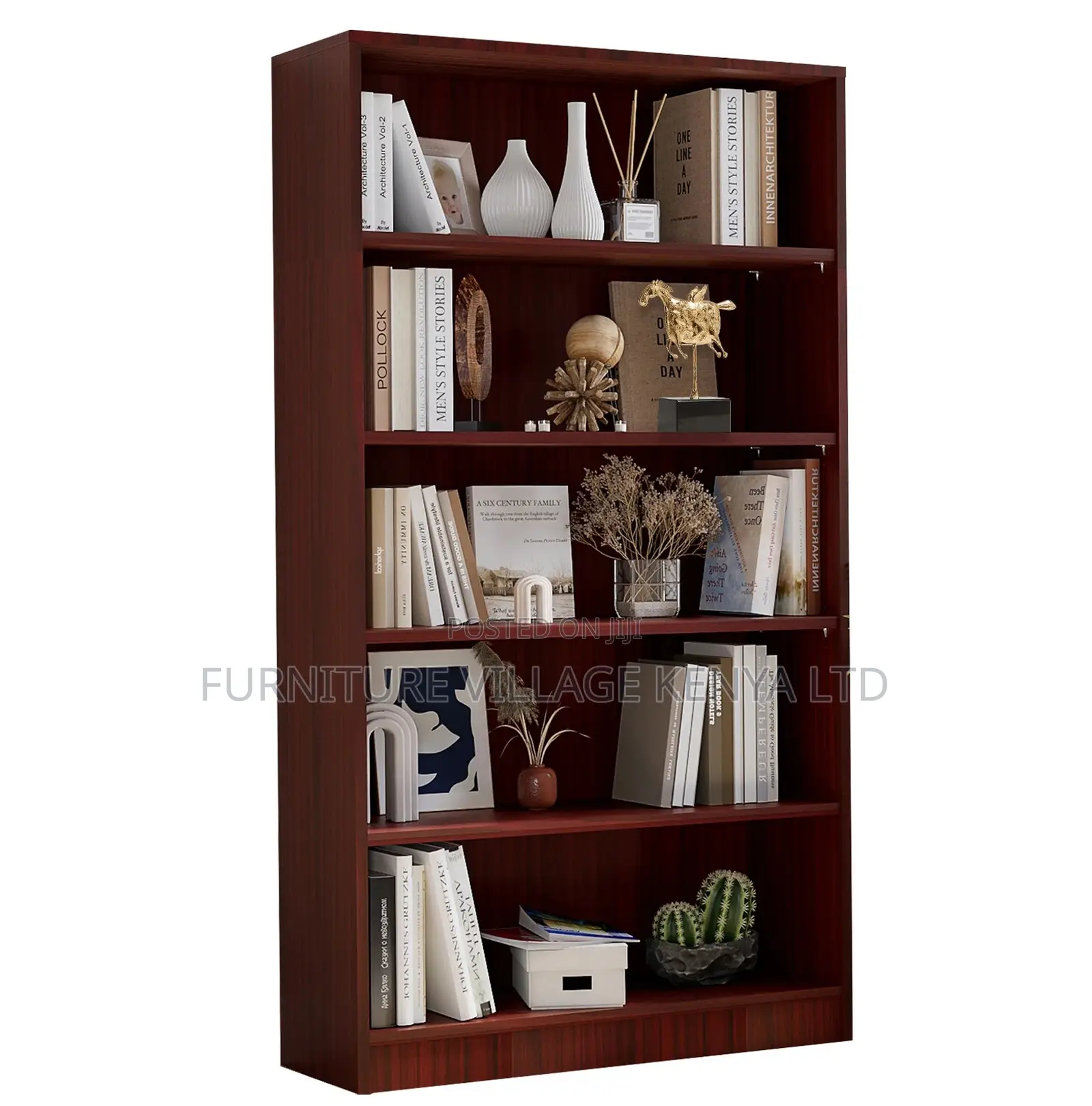 Bookshelf; 5 Shelves Open Sturdy Wooden Bookshelf