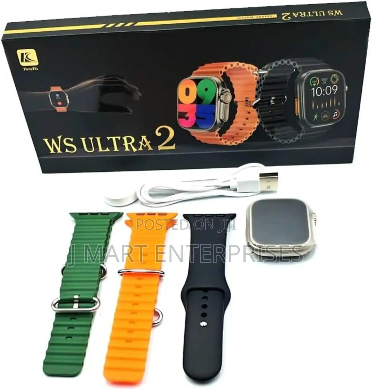 Ultra 2 Smartwatch With 3 Pairs of Strap_black