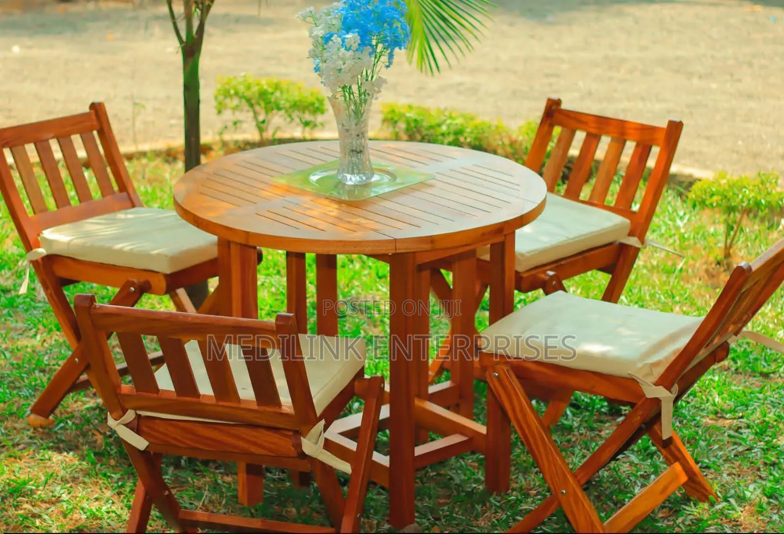 Outdoor Garden Set of Two Foldable Chairs and a Table
