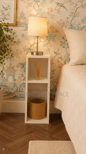 ​Modern Slim Bedside Table / Nightstand With Open Shelves