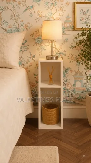 ​Modern Slim Bedside Table / Nightstand With Open Shelves