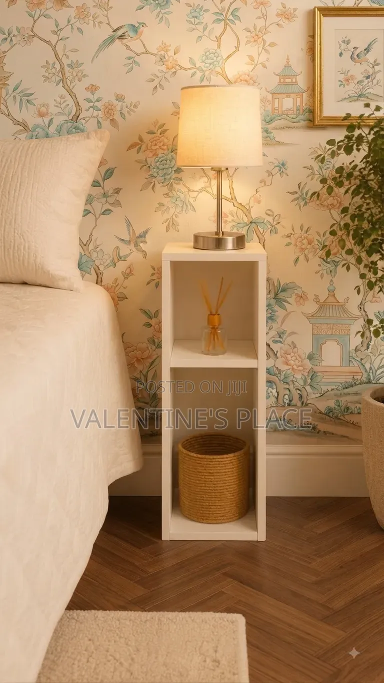 ​Modern Slim Bedside Table / Nightstand With Open Shelves