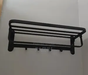 Towel Rack and Hooks (Black)