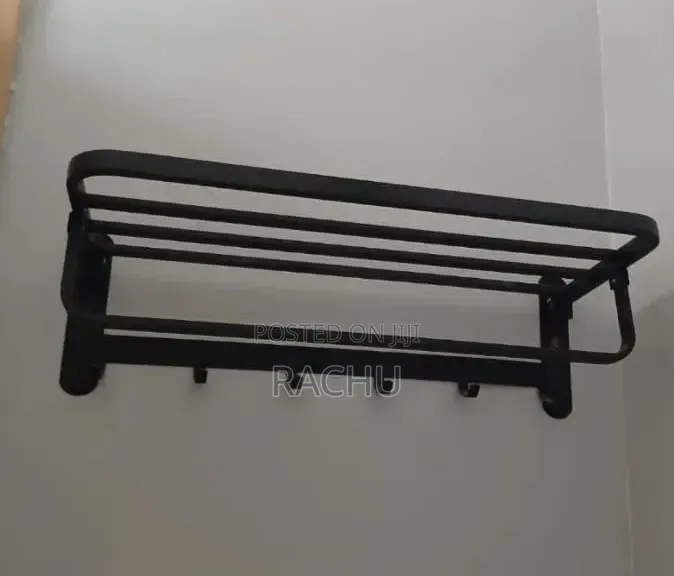 Towel Rack and Hooks (Black)