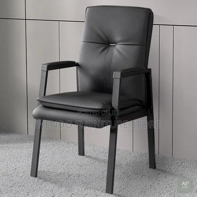 Office Chairs; Black Leather Reception Chair