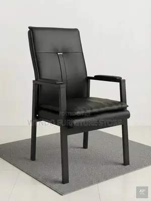 Office Chairs; Black Leather Reception Chair