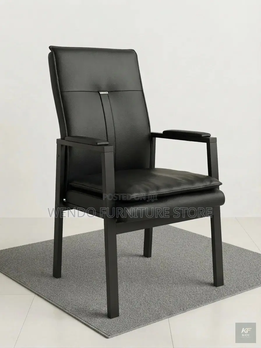 Office Chairs; Black Leather Reception Chair