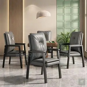 Office Chairs; Black Leather Reception Chair