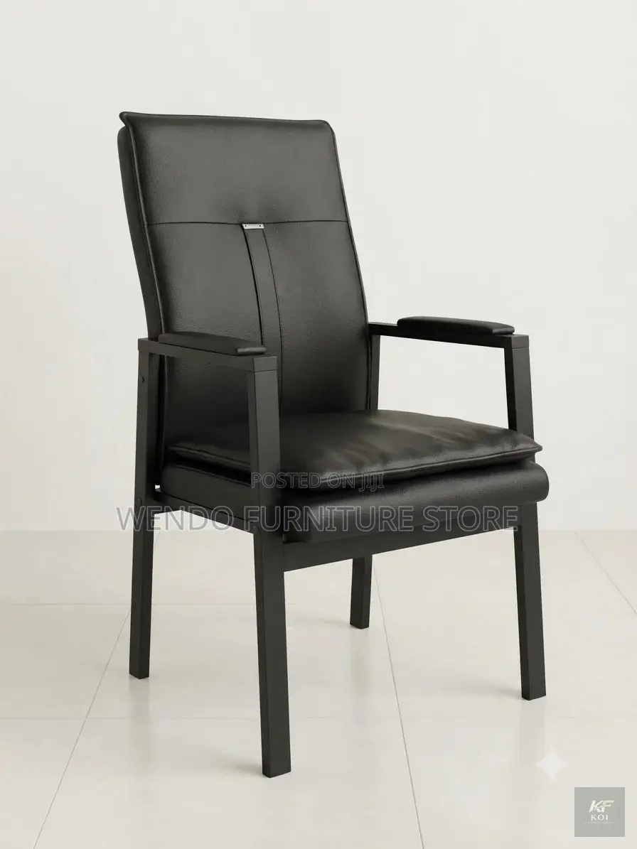 Office Chairs; Black Leather Reception Chair
