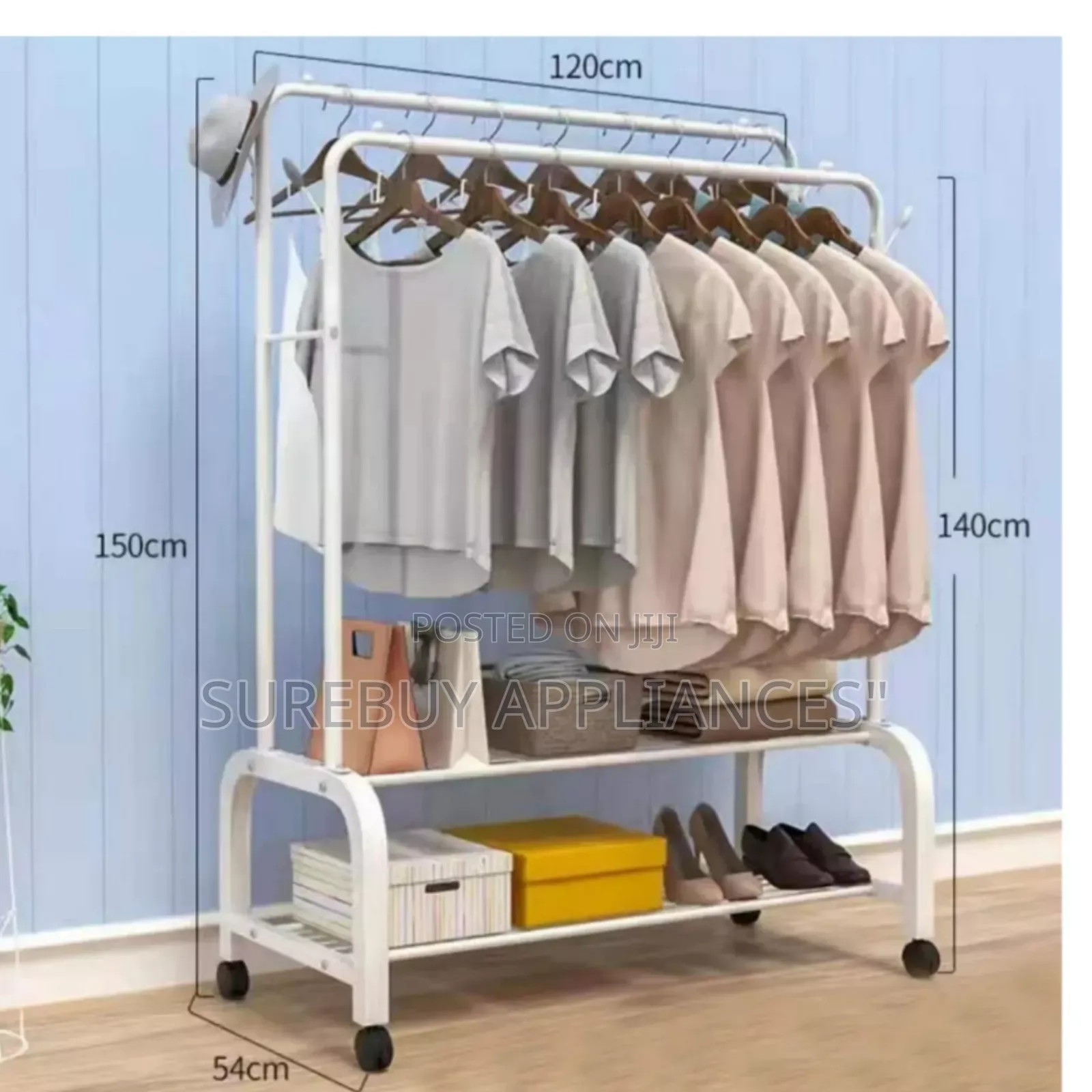 Sturdy Double Pole Clothes Rack – Multipurpose Organizer