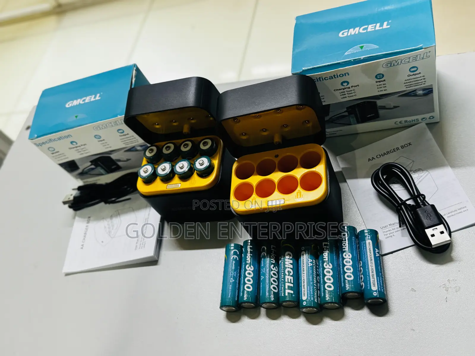 GMCELL High-Capacity AA Lithium Rechargeable Batteries + Charging Dock