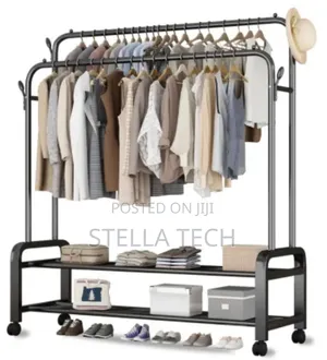 Double Pole Multipurpose Cloth Organizer Sturdy Cloth Rack