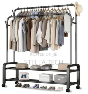 Double Pole Multipurpose Cloth Organizer Sturdy Cloth Rack