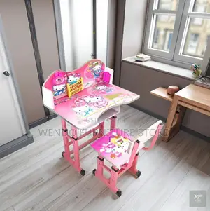 Pink Adjustable Kids Study Table Chair