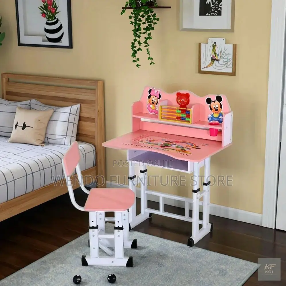 Pink Adjustable Kids Study Table Chair