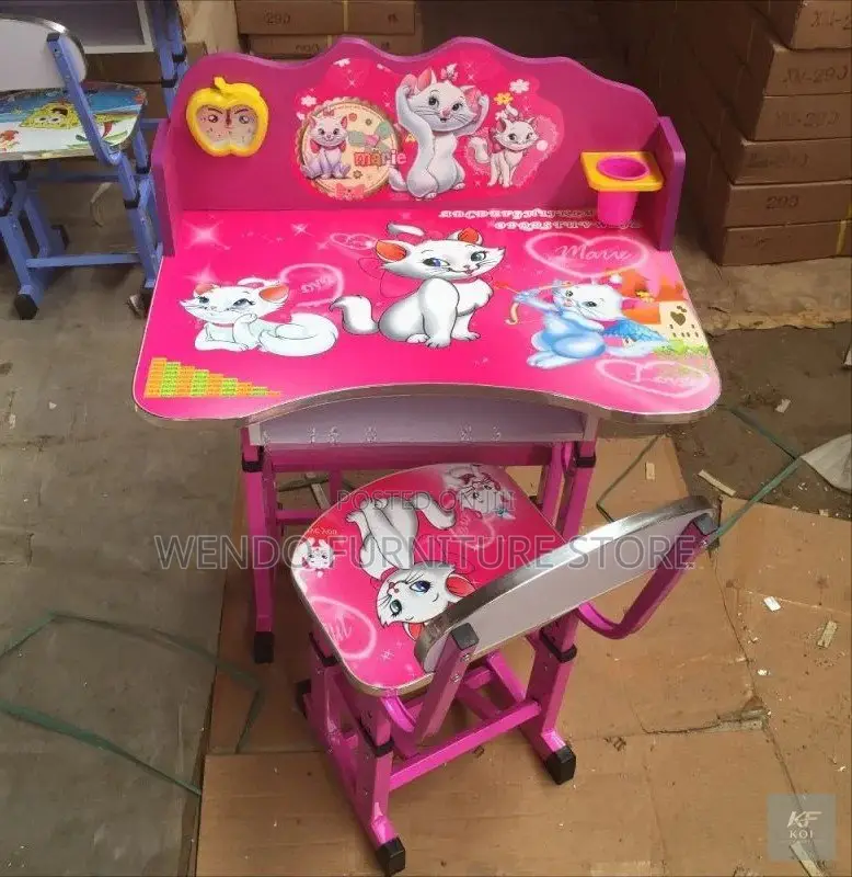 Pink Adjustable Kids Study Table Chair