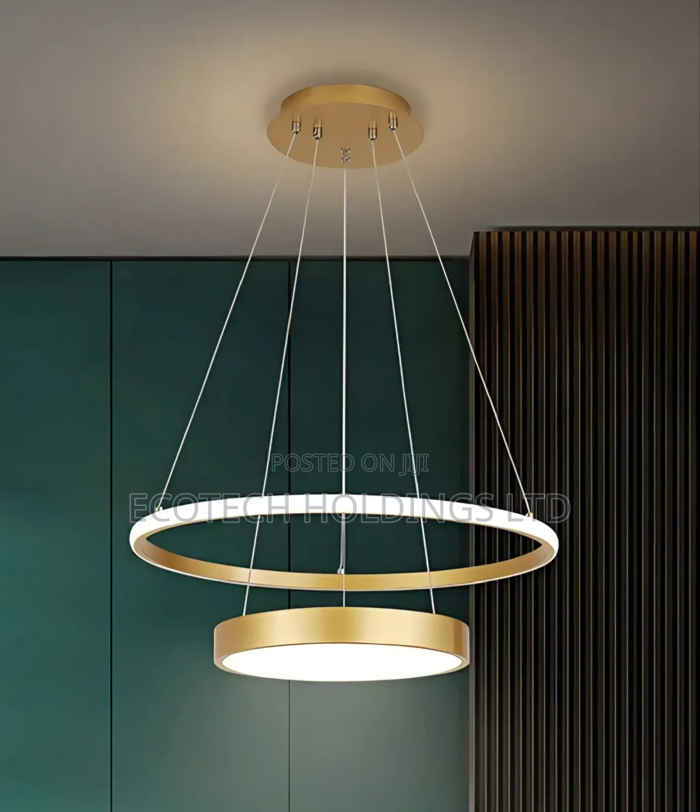 Modern Double Ring Led Pendant Chandelier.