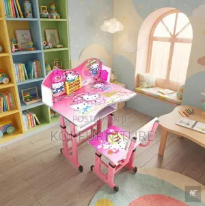 Pink Adjustable Kids Study Table Chair