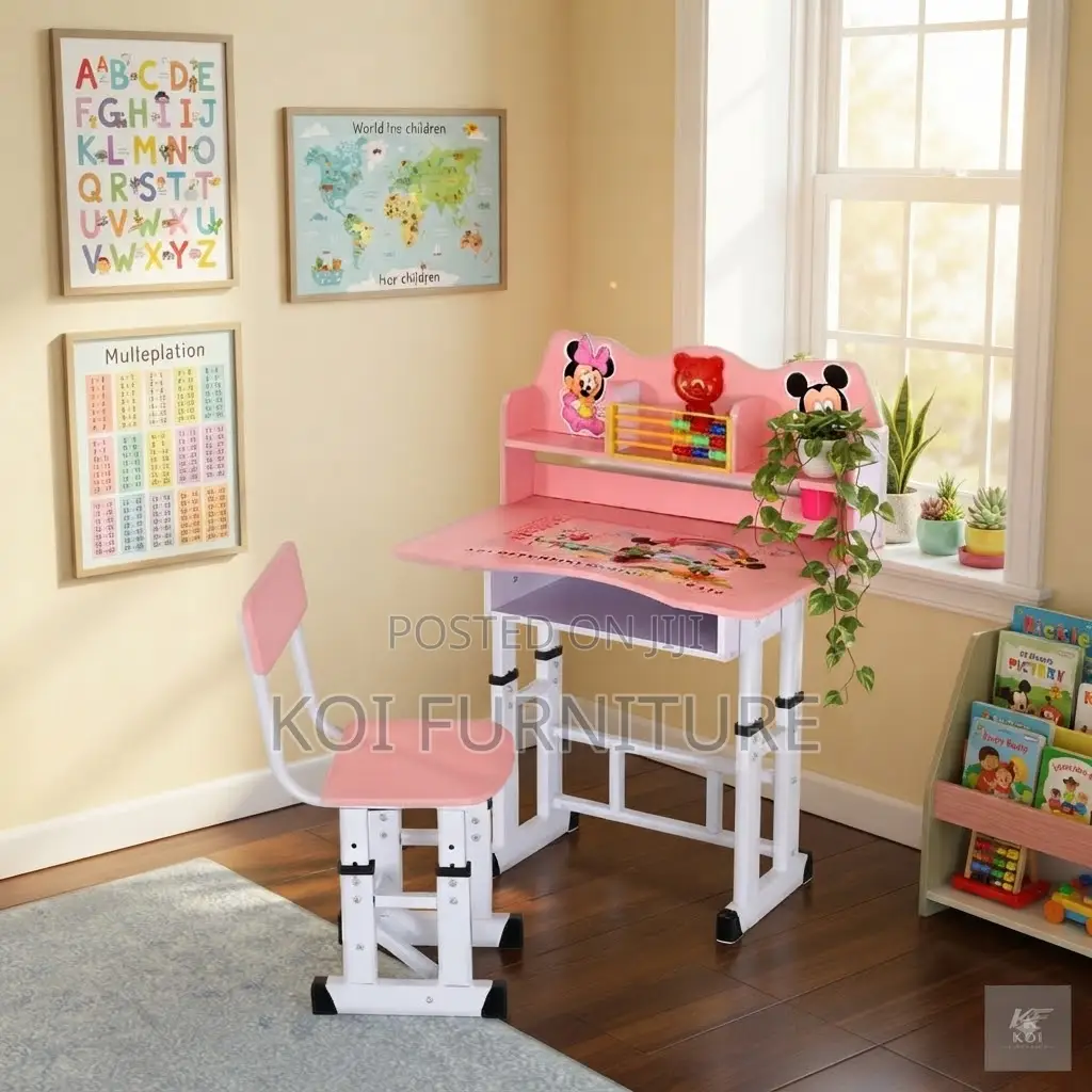 Pink Adjustable Kids Study Table Chair