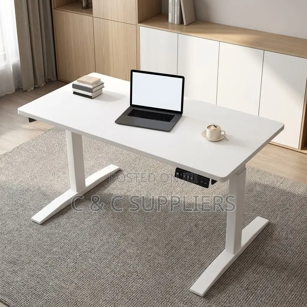 White Electric Sit Stand Study Desk-1200mm