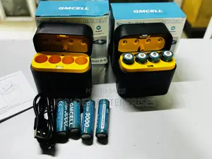 GMCELL AA Battery Charging Case – 4 Rechargeable Batteries Included