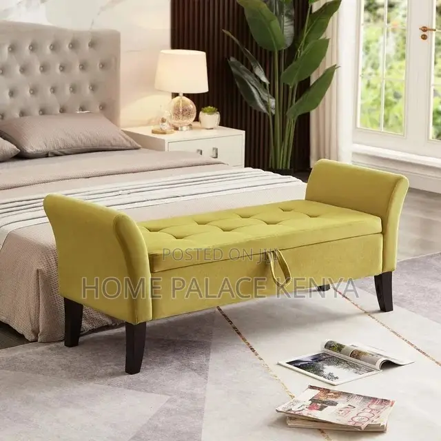 Bedside Bench; Elegant Upholstered Bedside Bench With Storage
