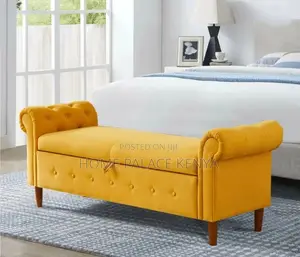 Bedside Bench; Elegant Upholstered Bedside Bench With Storage