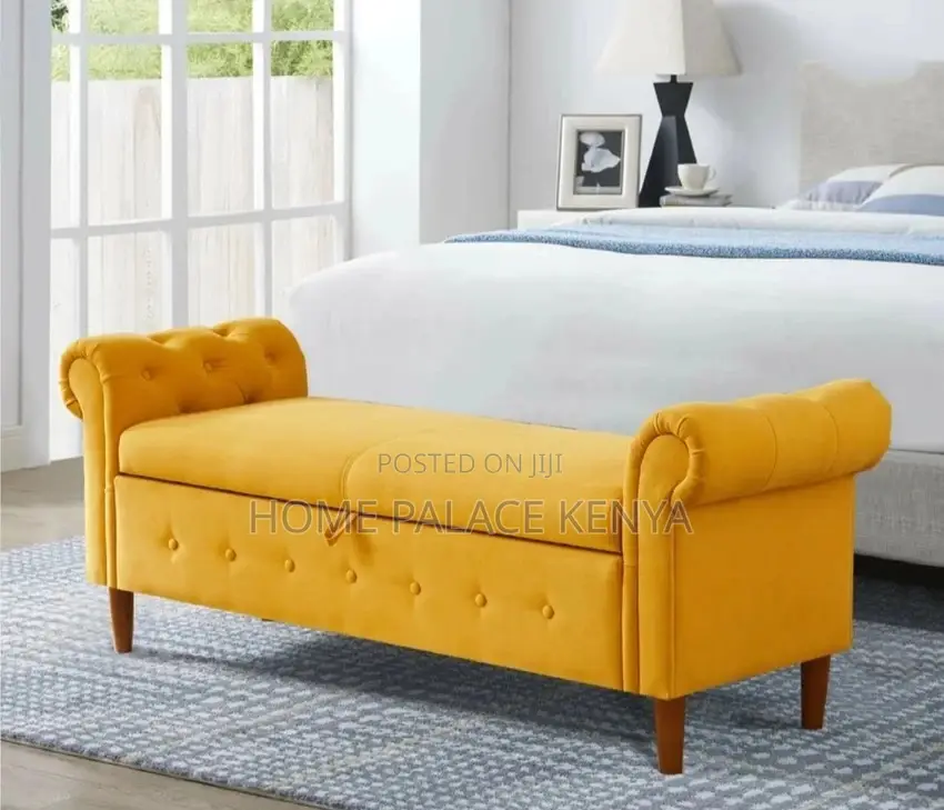 Bedside Bench; Elegant Upholstered Bedside Bench With Storage