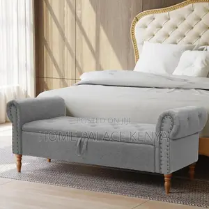 Bedside Bench; Elegant Upholstered Bedside Bench With Storage