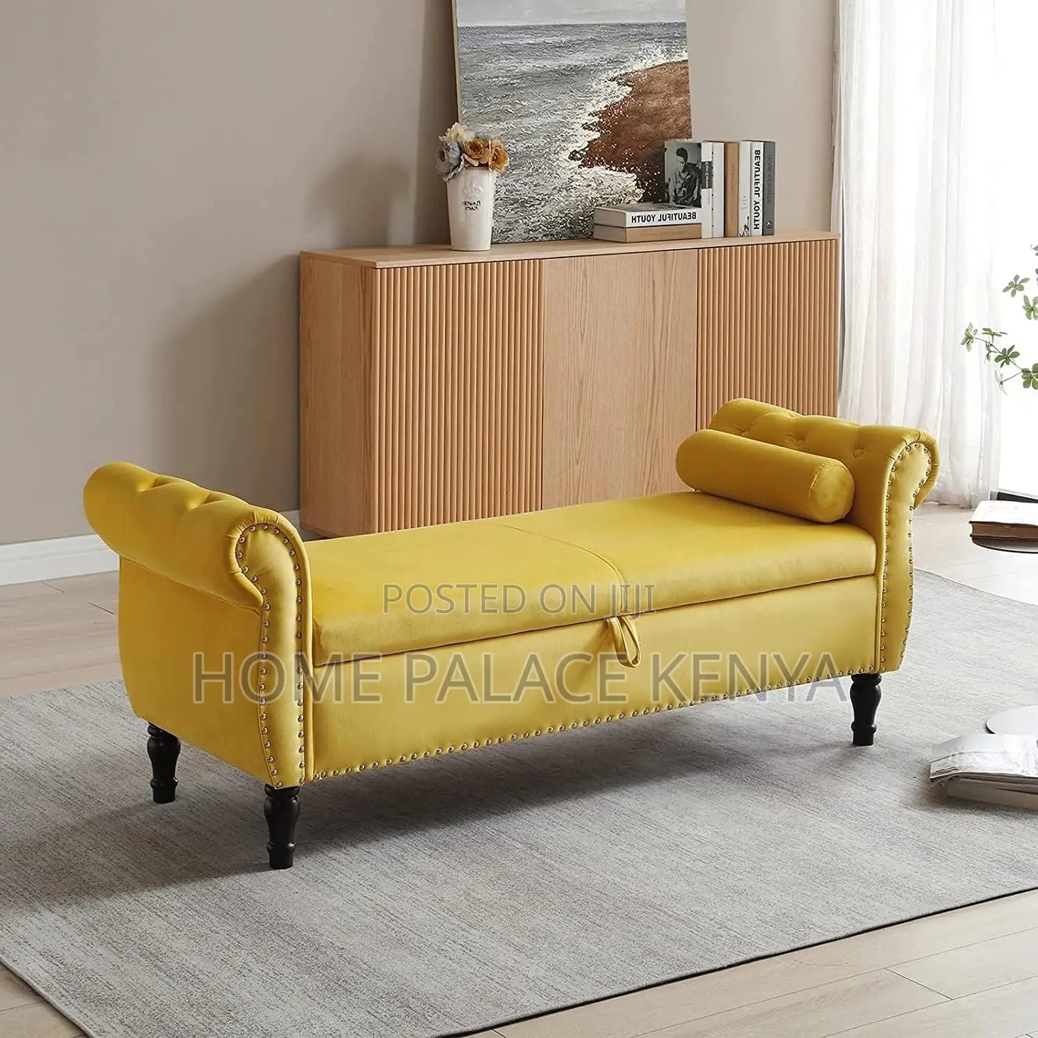 Bedside Bench; Elegant Upholstered Bedside Bench With Storage