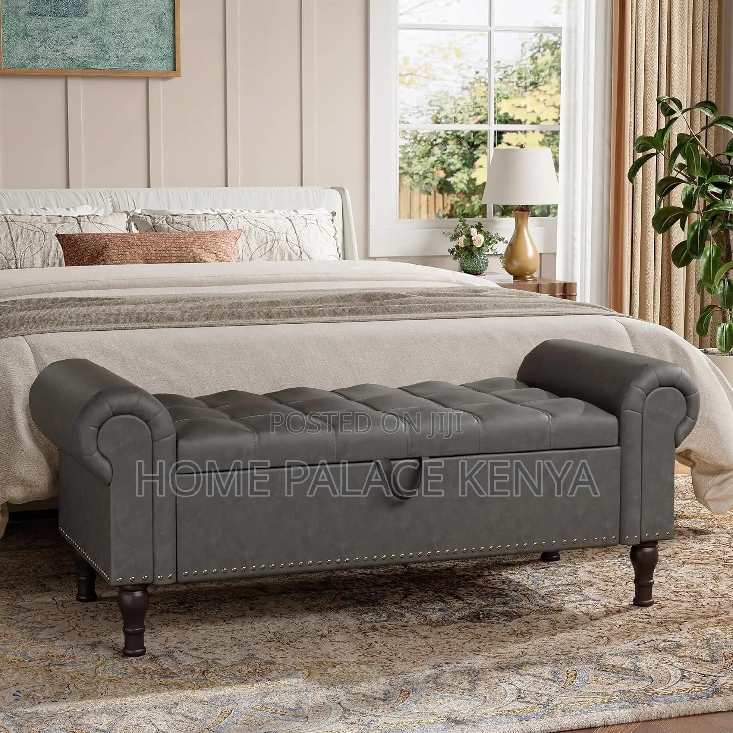 Bedside Bench; Elegant Upholstered Bedside Bench With Storage
