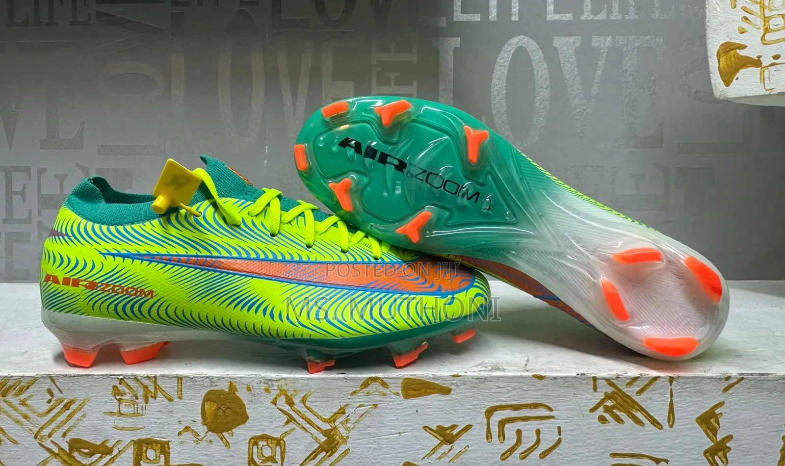 Neon Orange Volt/ Pink Nike Cleats Size 40-45
