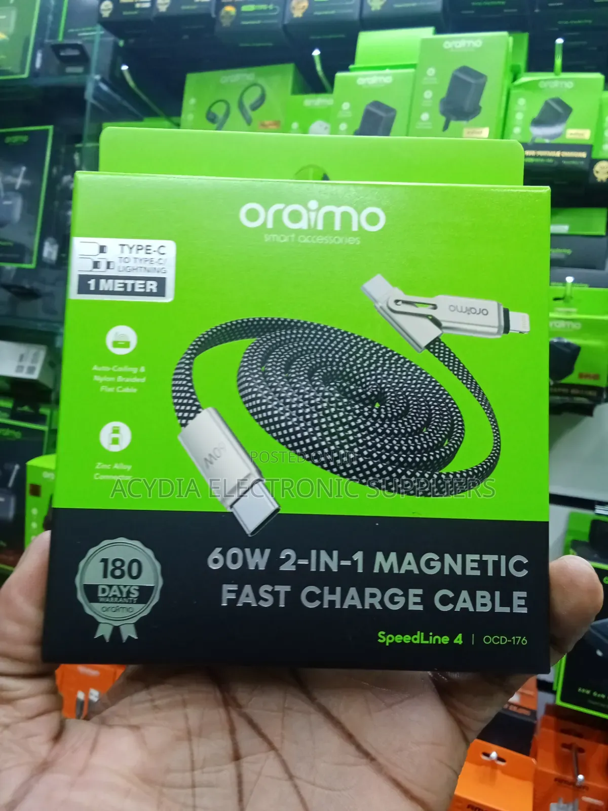 Oraimo Speedline 4 OCD-176 60W 2-in-1 Magnetic Fast Charging Cable