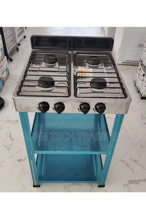 Rebune Four Burner Standing Gas Stove With Shelves