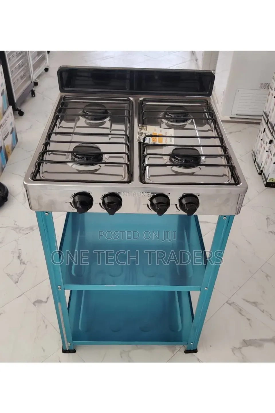 Rebune Four Burner Standing Gas Stove With Shelves