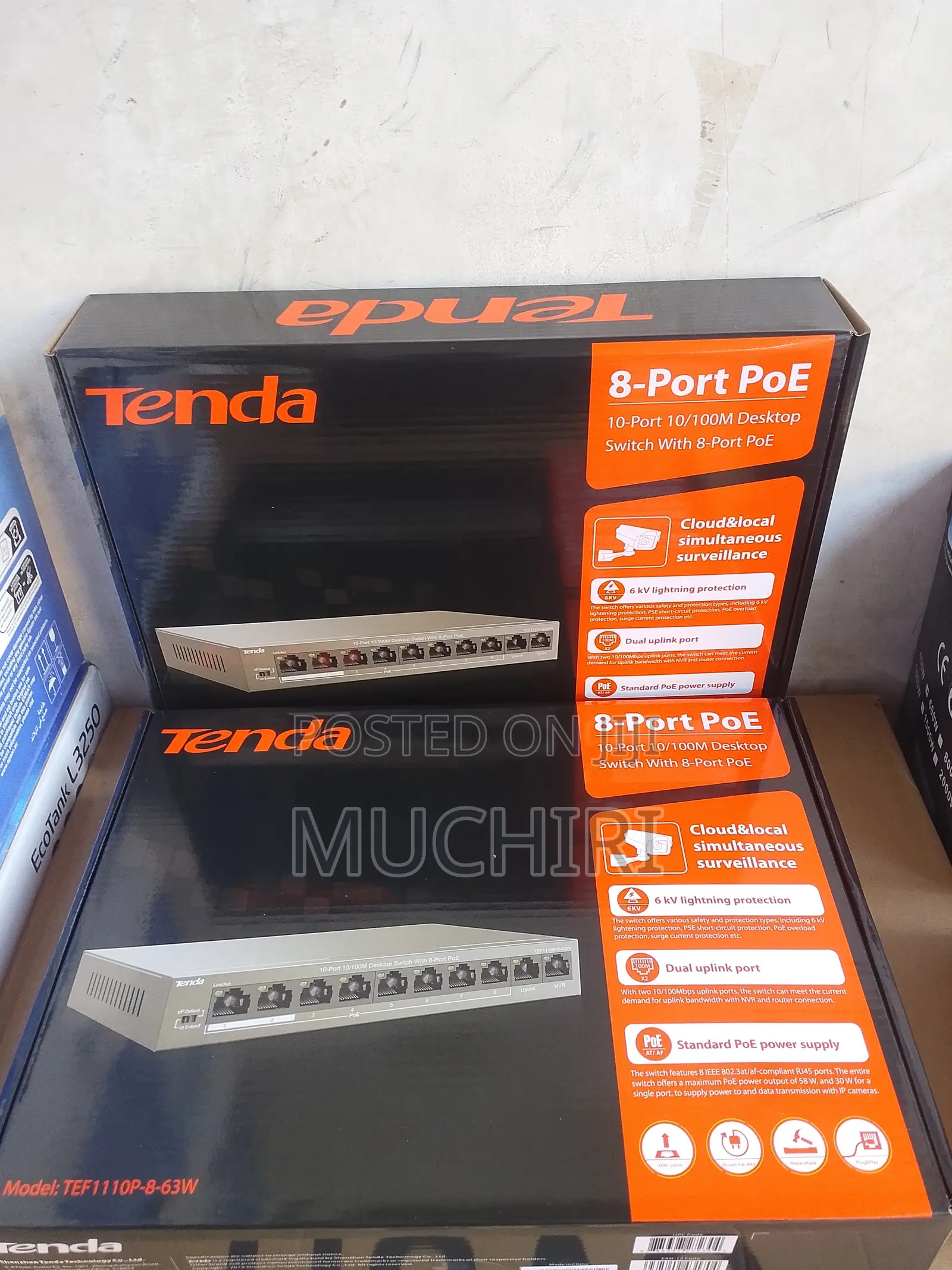 Tenda 10 Port PoE Network Switch 8 PoE + 2 Uplink