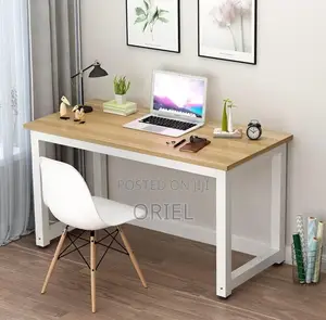 Office Desk : Metal Frame Wooden Top Home Office Study Computer Desk