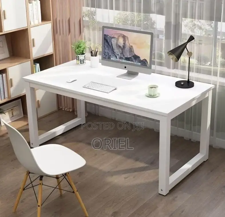 Office Desk : Metal Frame Wooden Top Home Office Study Computer Desk