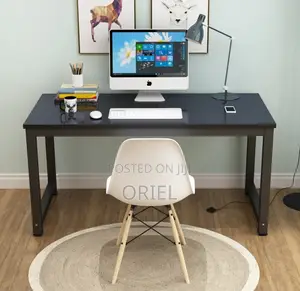 Office Desk : Metal Frame Wooden Top Home Office Study Computer Desk