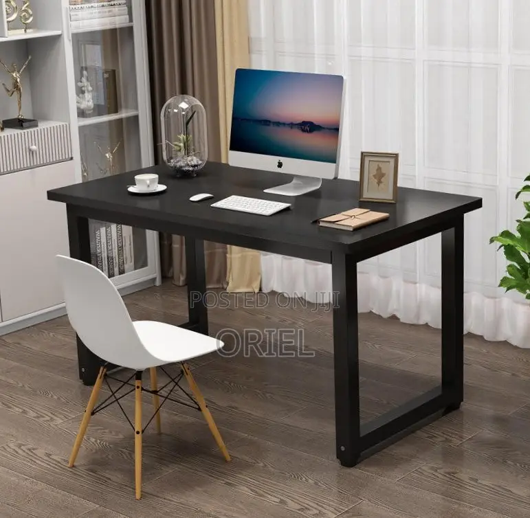 Office Desk : Metal Frame Wooden Top Home Office Study Computer Desk