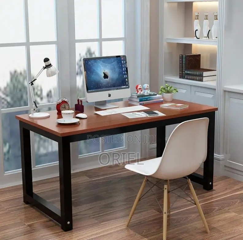 Office Desk : Metal Frame Wooden Top Home Office Study Computer Desk