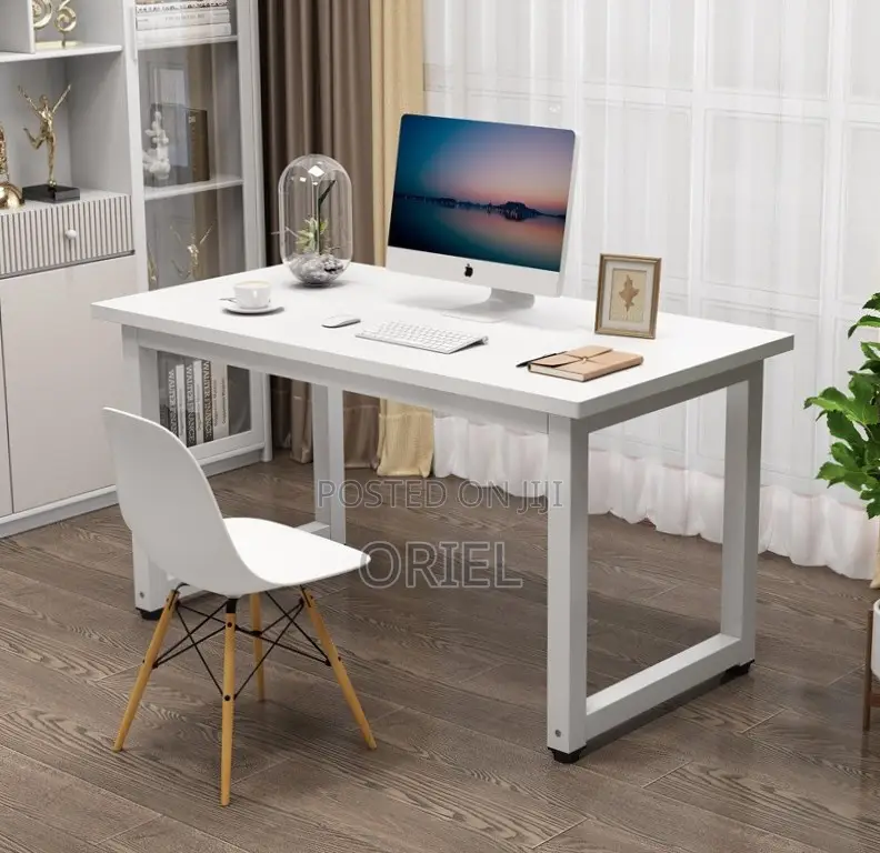 Office Desk : Metal Frame Wooden Top Home Office Study Computer Desk