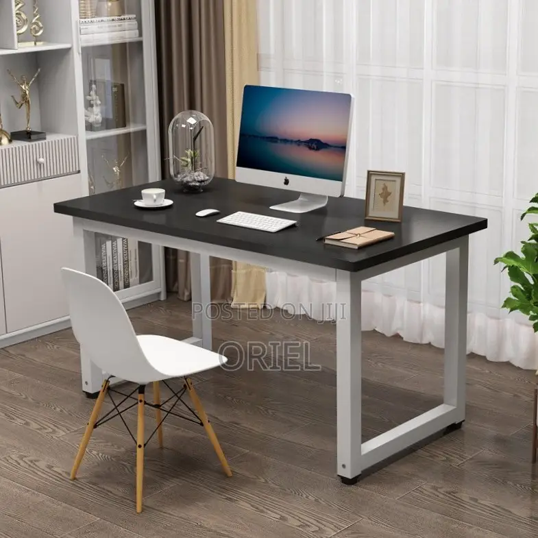 Office Desk : Metal Frame Wooden Top Home Office Study Computer Desk