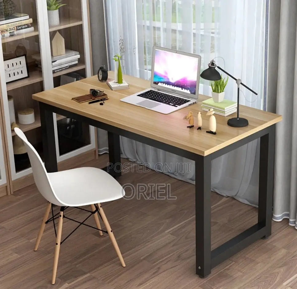 Office Desk : Metal Frame Wooden Top Home Office Study Computer Desk