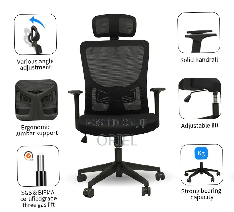 Office Chair : Ergonomic Mesh Chair With Foldable Armrests