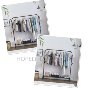 Single Pole Standing Iron Cloth Drying Rack With an Under Shoe Rack