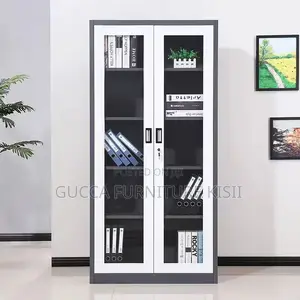 Office Cabinet; 2-Door Full Glass Office Cabinet