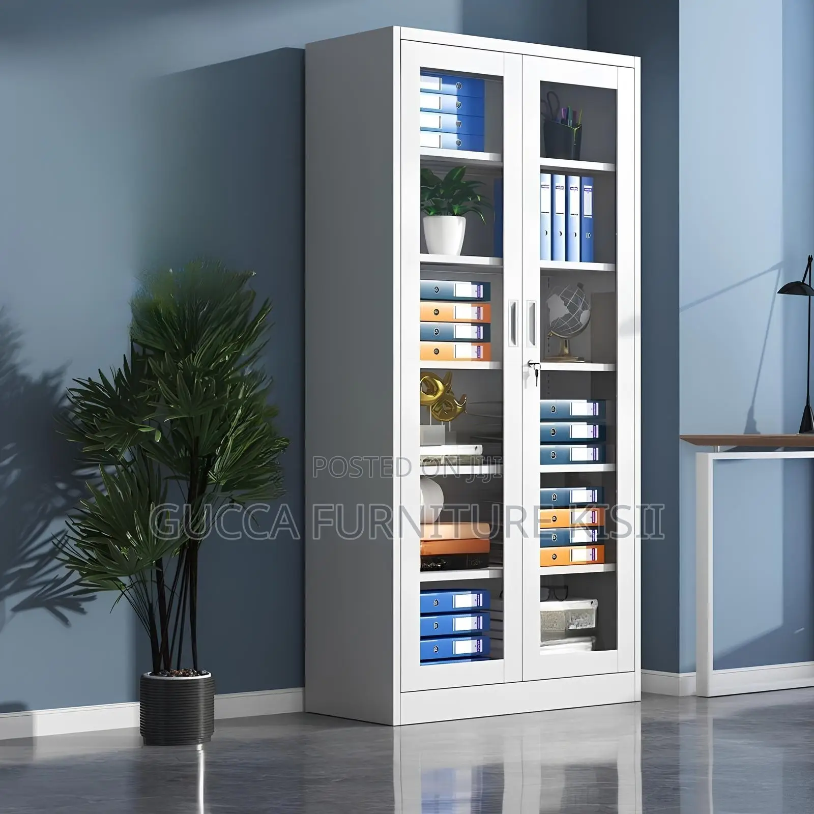 Office Cabinet; 2-Door Full Glass Office Cabinet
