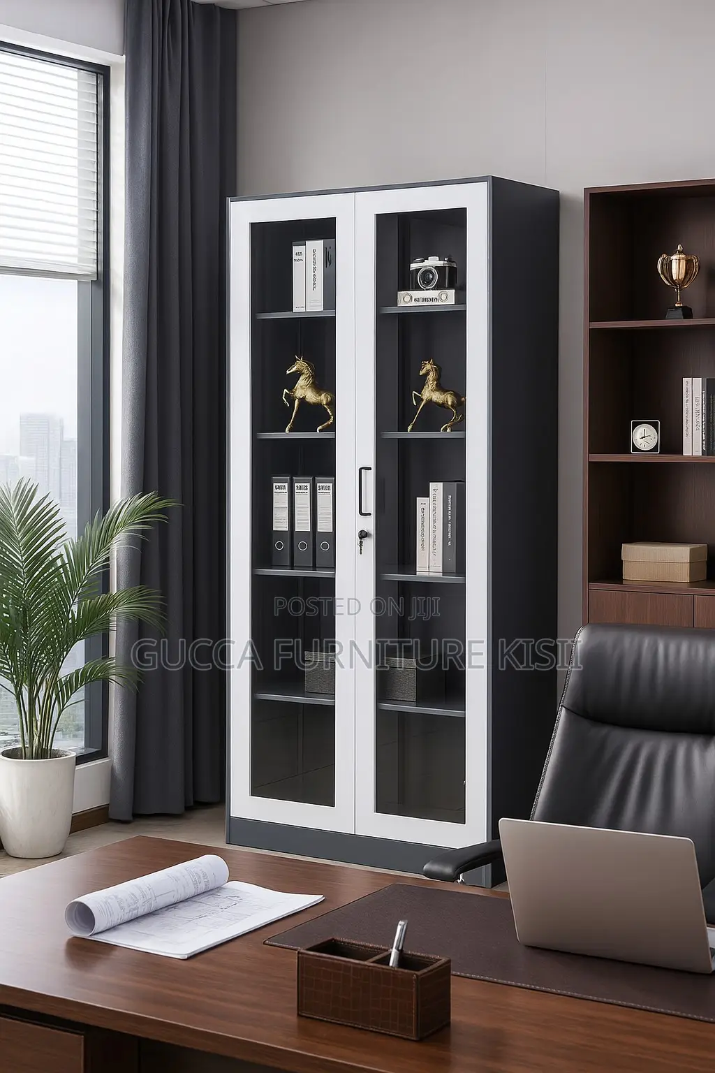 Office Cabinet; 2-Door Full Glass Office Cabinet